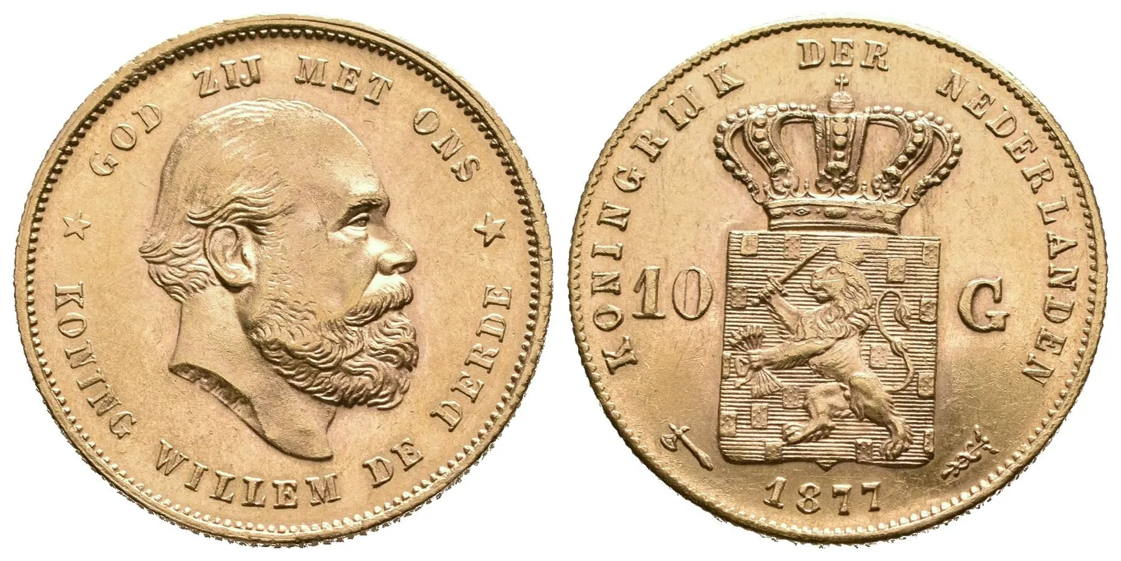 Nizozemí, 10 Gulden 1877