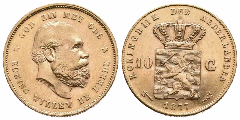 Nizozemí, 10 Gulden 1877
