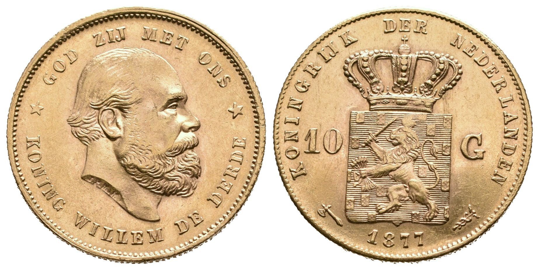 Nizozemí, 10 Gulden 1877