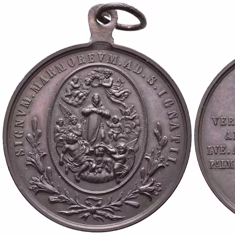 AE Medaile 1891 - K 300. výročí úmrtí sv. Aloyse Gonzaga. Bronz 41 mm,