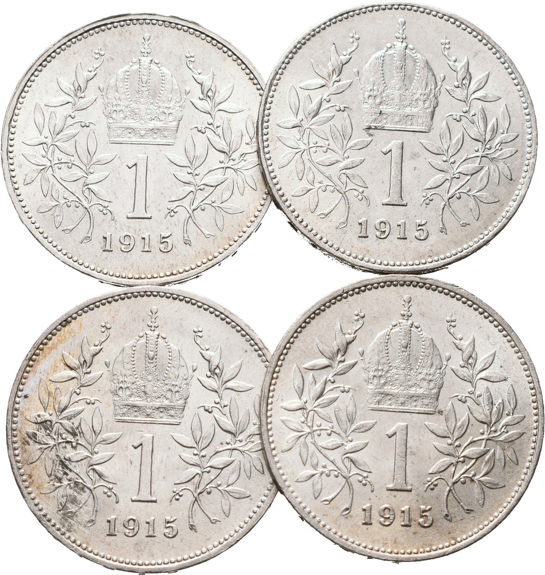 1 Koruna 1915, lot 4 kusů