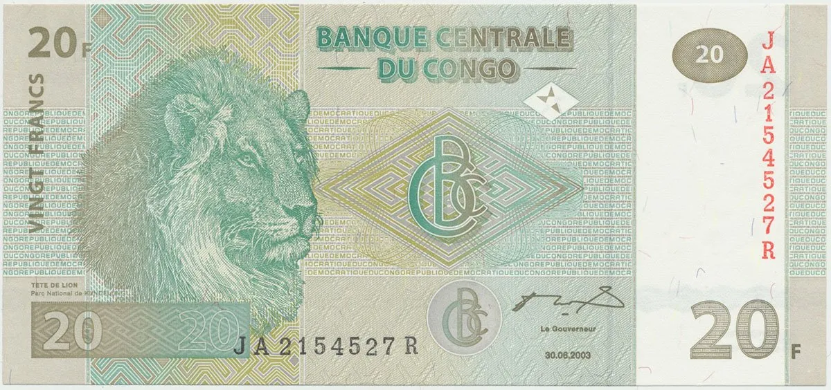 Kongo Dem. Republika, 20 Francs 2003, tisk HdM, P.94a
