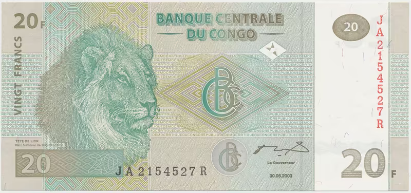 Kongo Dem. Republika, 20 Francs 2003, tisk HdM, P.94a