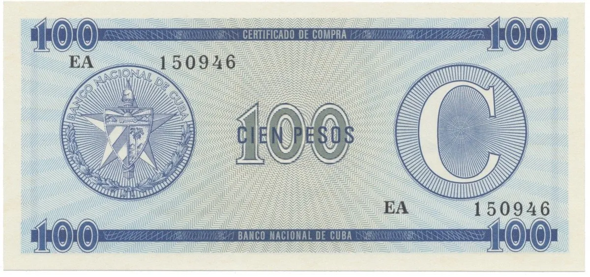 Kuba, 100 Pesos b.d., série C - 2. vydání, P.FX25