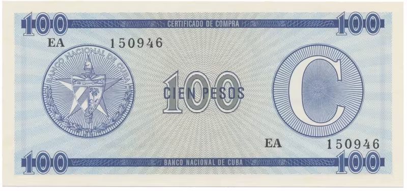 Kuba, 100 Pesos b.d., série C - 2. vydání, P.FX25