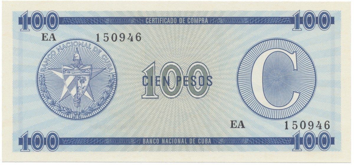 Kuba, 100 Pesos b.d., série C - 2. vydání, P.FX25