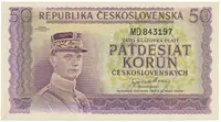 Československo, 50 Koruna b.d. (1945), perforace 3 md svisle, Hej.73a.S1