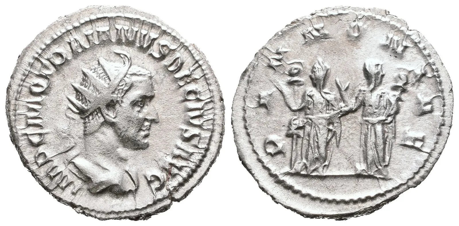 Antoninian, 249 - 251, Rv: PANNONIAE, dvě stojící Pannonie čelně vedle sebe, — 1