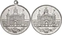 AE Medaile (Fritsche Thein) - Poprsí Františka Josefa I. zprava, opis / Průmyslový palác, — 2