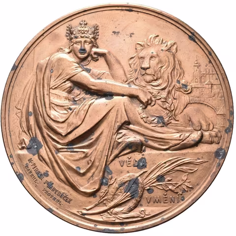 AE Medaile 1890 (V. Šantrůček) - 100. výročí založení České akademie věd a umění.