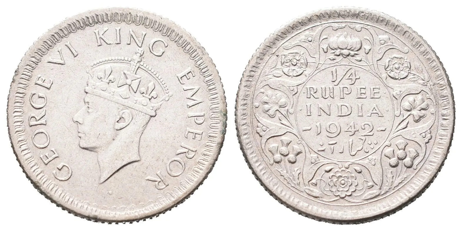 Indie, 1/4 Rupie 1942
