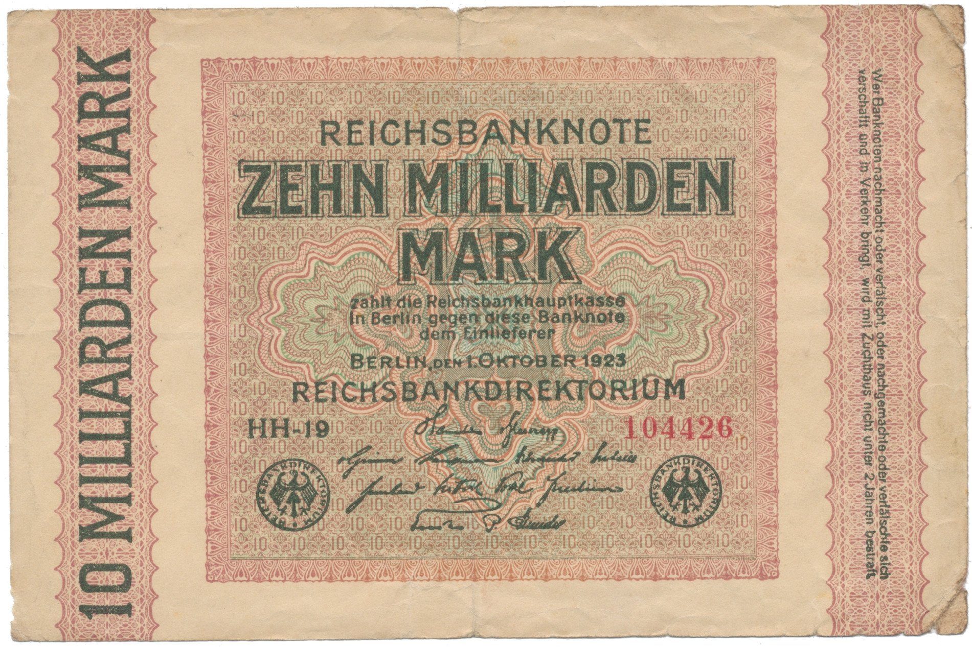 Německo, 10 Milliarden Mark 1923, Ro.114f