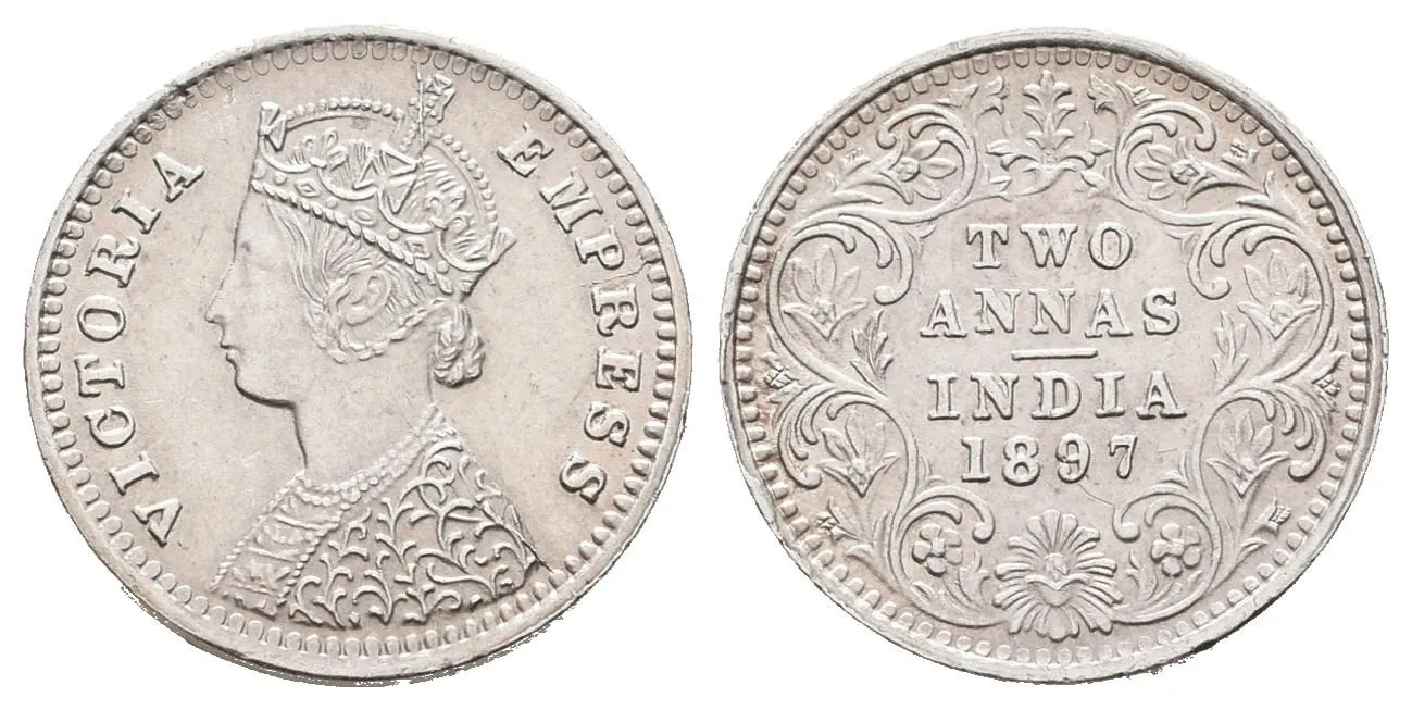 Velká Británie - Indie, 2 Annas 1897