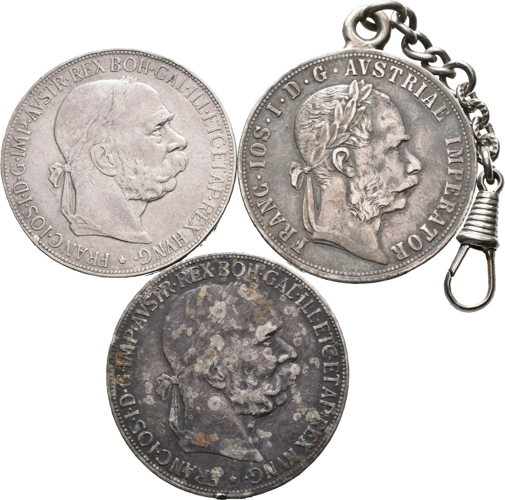 Soubor mincí 5 Koruna 1900 + 2 Zlatník 1878, závěs, oběhové zachovalosti, — 1