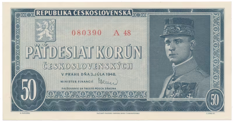 50 Koruna 1948, série A 48, Hej.82b