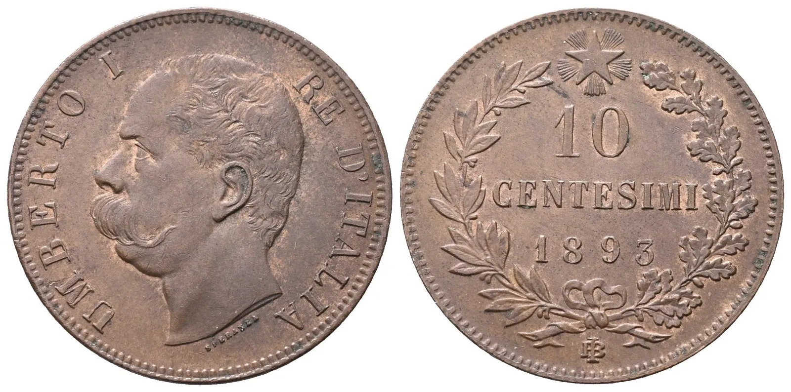Itálie, 10 Centesimo 1893