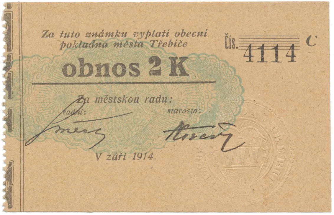 Třebíč - město, 2 K září 1914, silnější K, HH.223.5.11i1