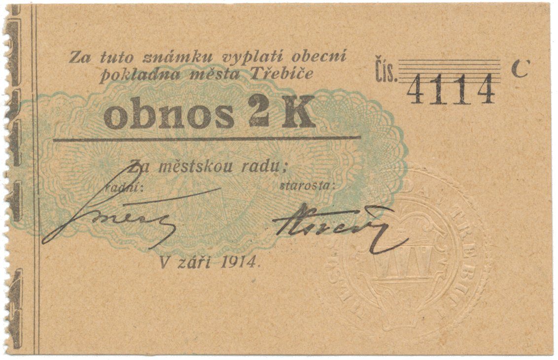 Třebíč - město, 2 K září 1914, silnější K, HH.223.5.11i1