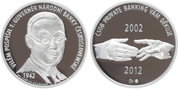 AR Medaile 2012 - 10. výročí ČSOB, Ag 0,999, 34 mm (16 g), etue, certifikát, PROOF
