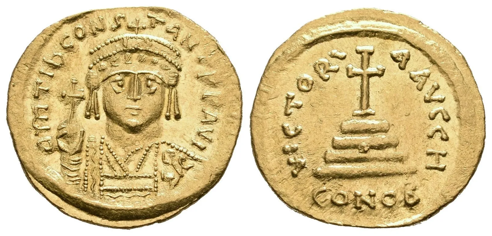 Solidus, Constantinopolis, Rv: VICTORIA AVGG (dílna B), kříž na čtyřech stupních, — 1