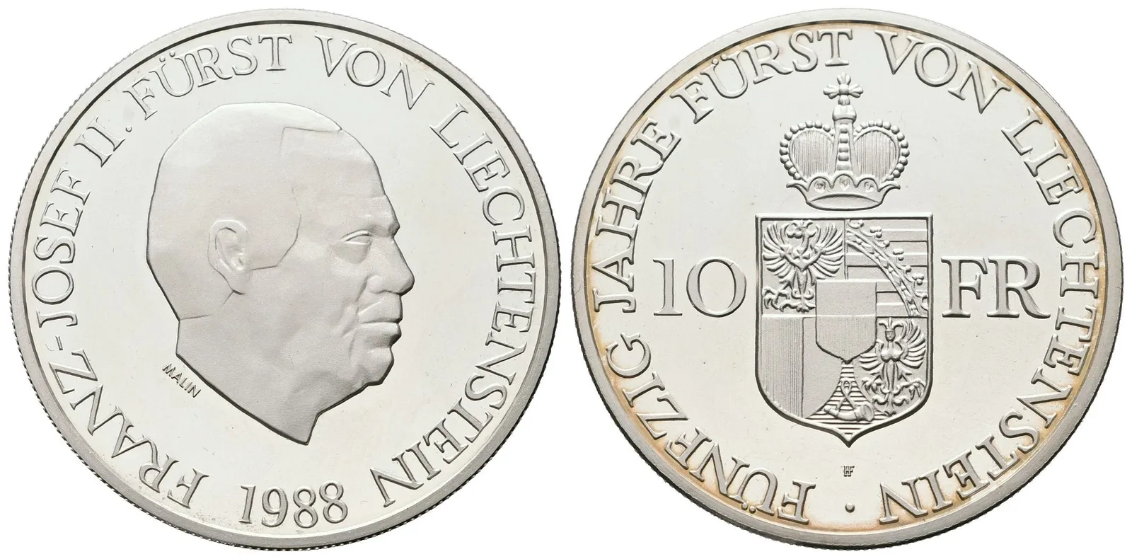 Lichtenštejnsko, 10 Franků 1988