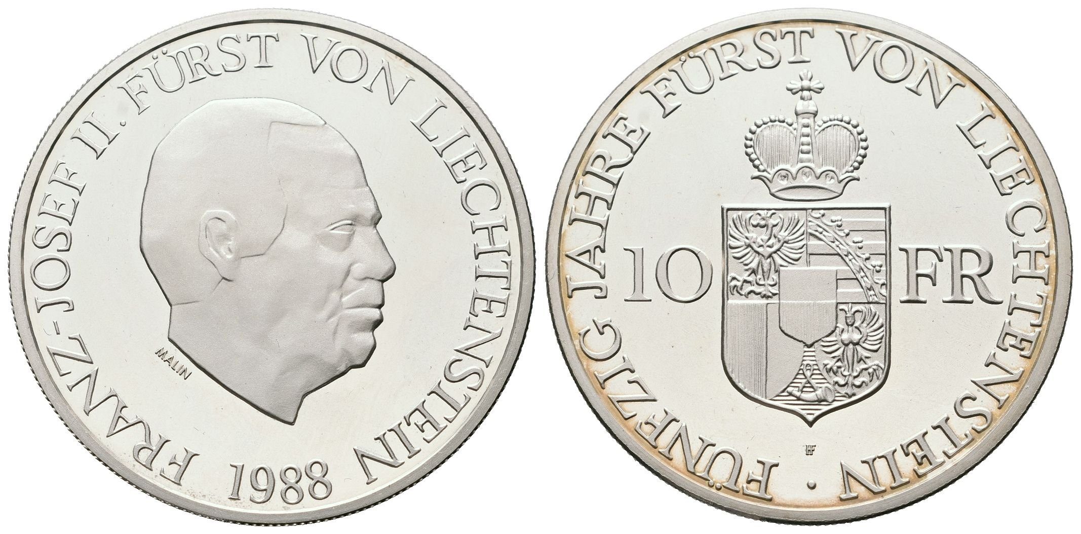 Lichtenštejnsko, 10 Franků 1988