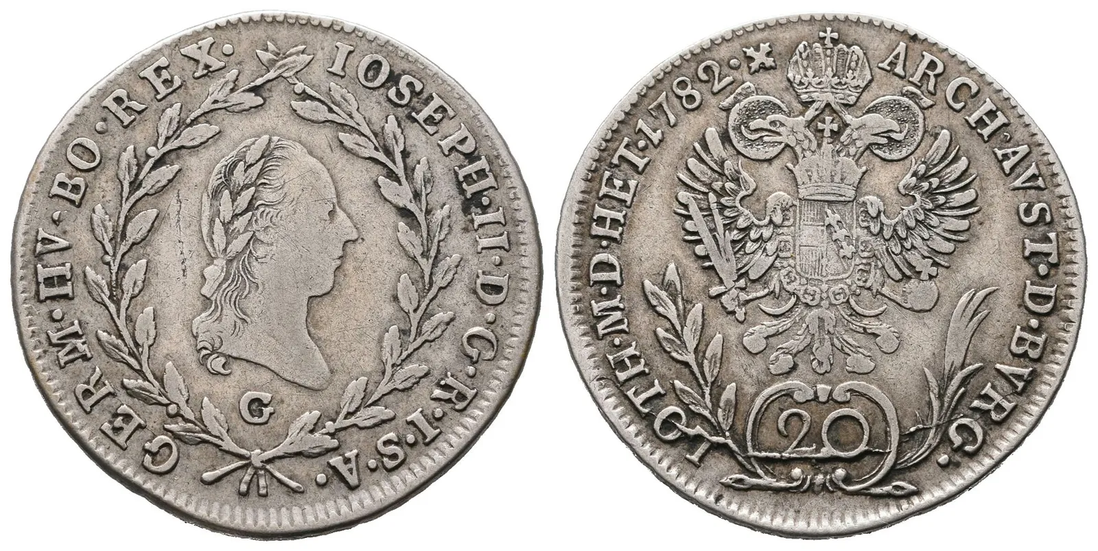 Josef II., 20 Krejcar 1782 G, Nagybánya