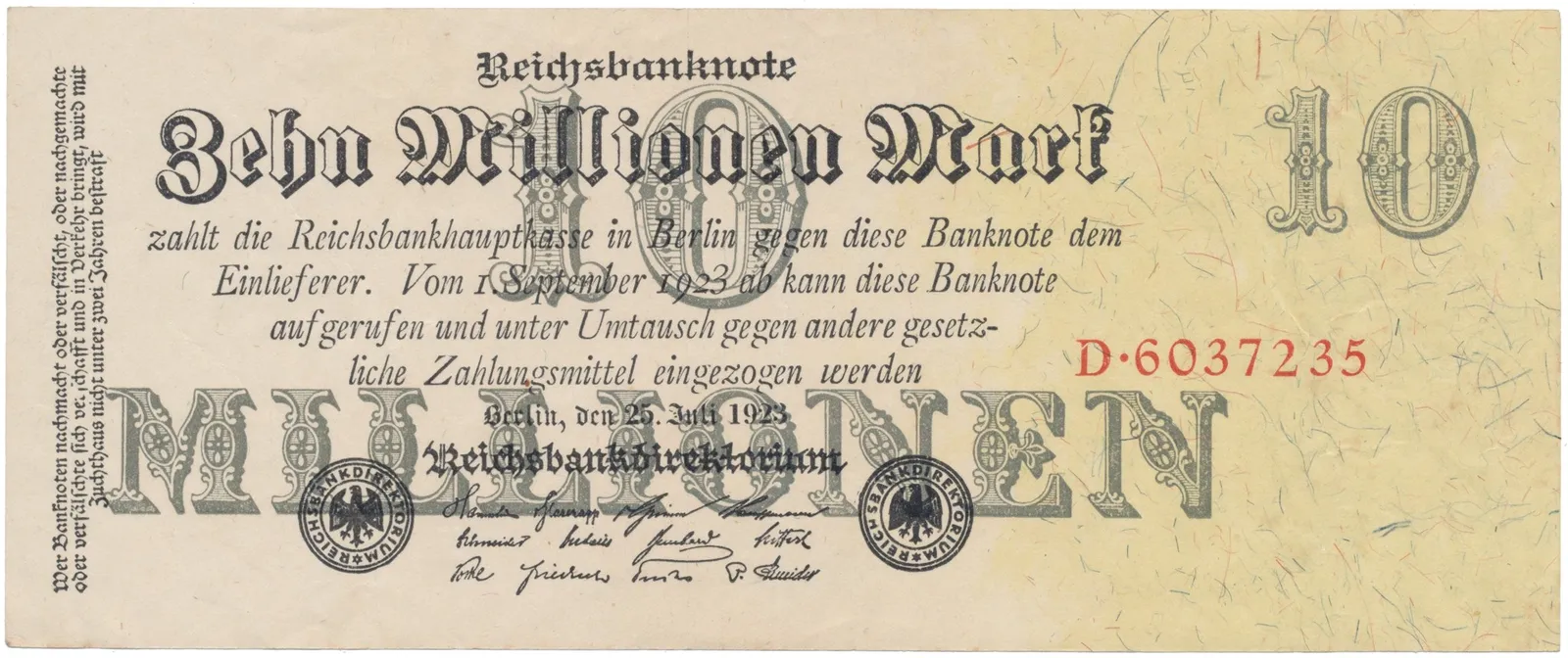 Německo, 10 Millionen Mark 1923, Ro.95