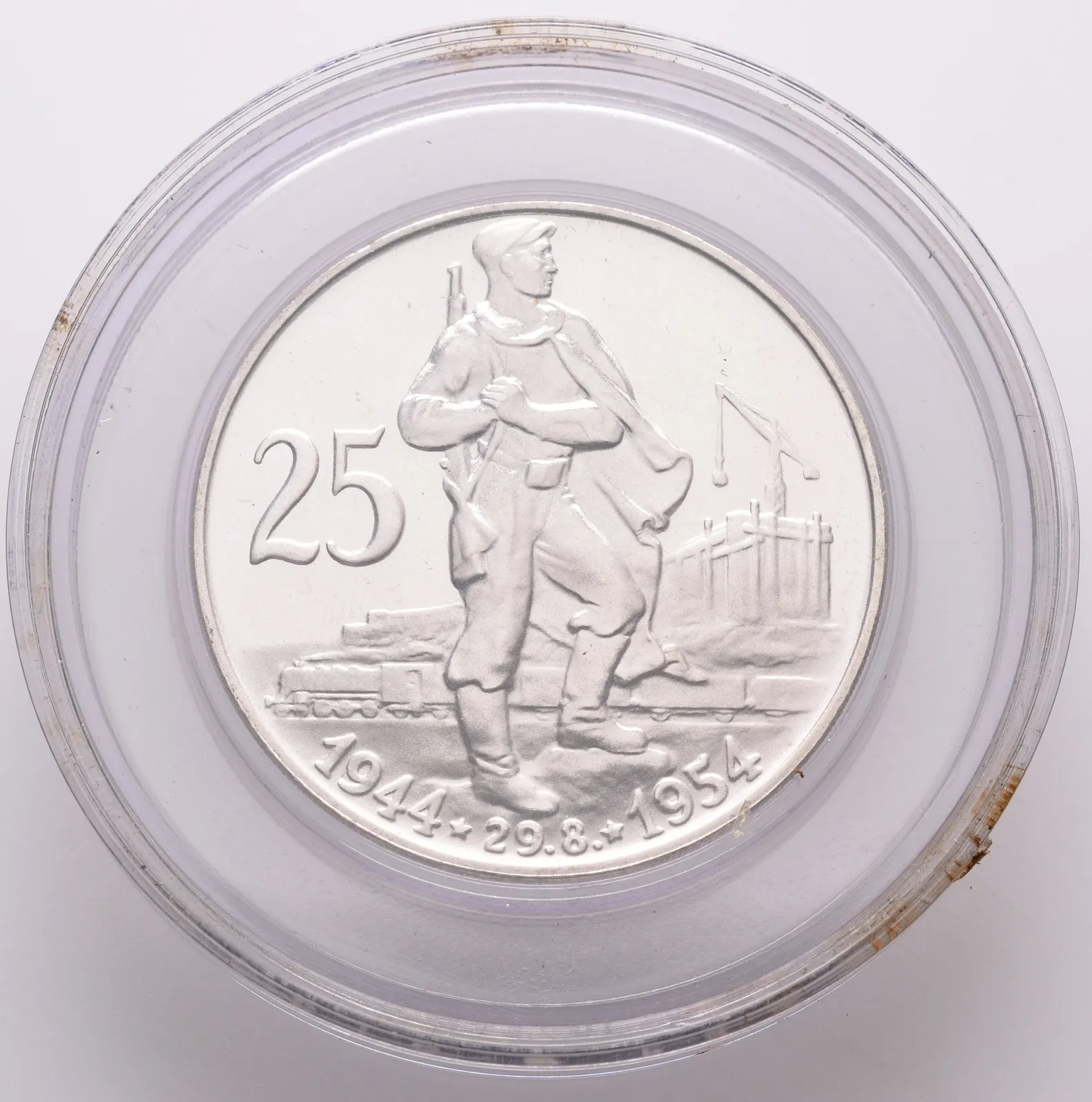 25 Kčs 1954 - 10. výročí SNP, PROOF, původní etue