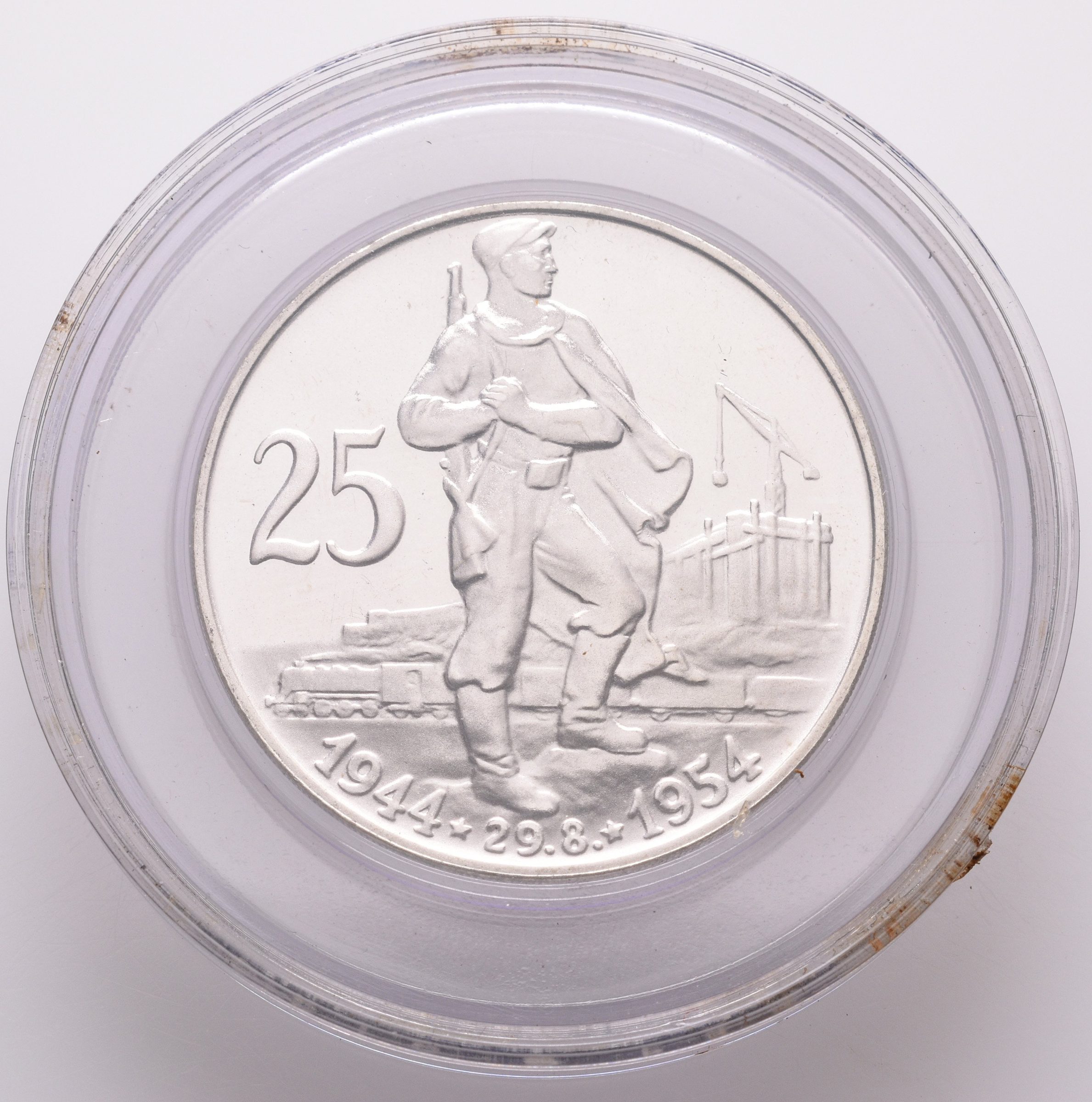25 Kčs 1954 - 10. výročí SNP, PROOF, původní etue
