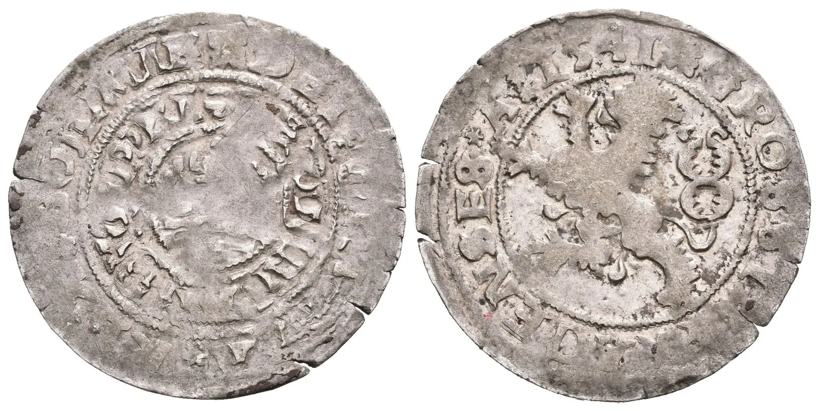 Pražský groš 1541, Kutná Hora, Chv.-, Hal.71, pěkný Rv., patina, Av. deformovaný — 1