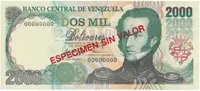 Venezuela, 2000 Bolivares 1997, anulát - ESPECIMEN SIN VALOR, P.77as