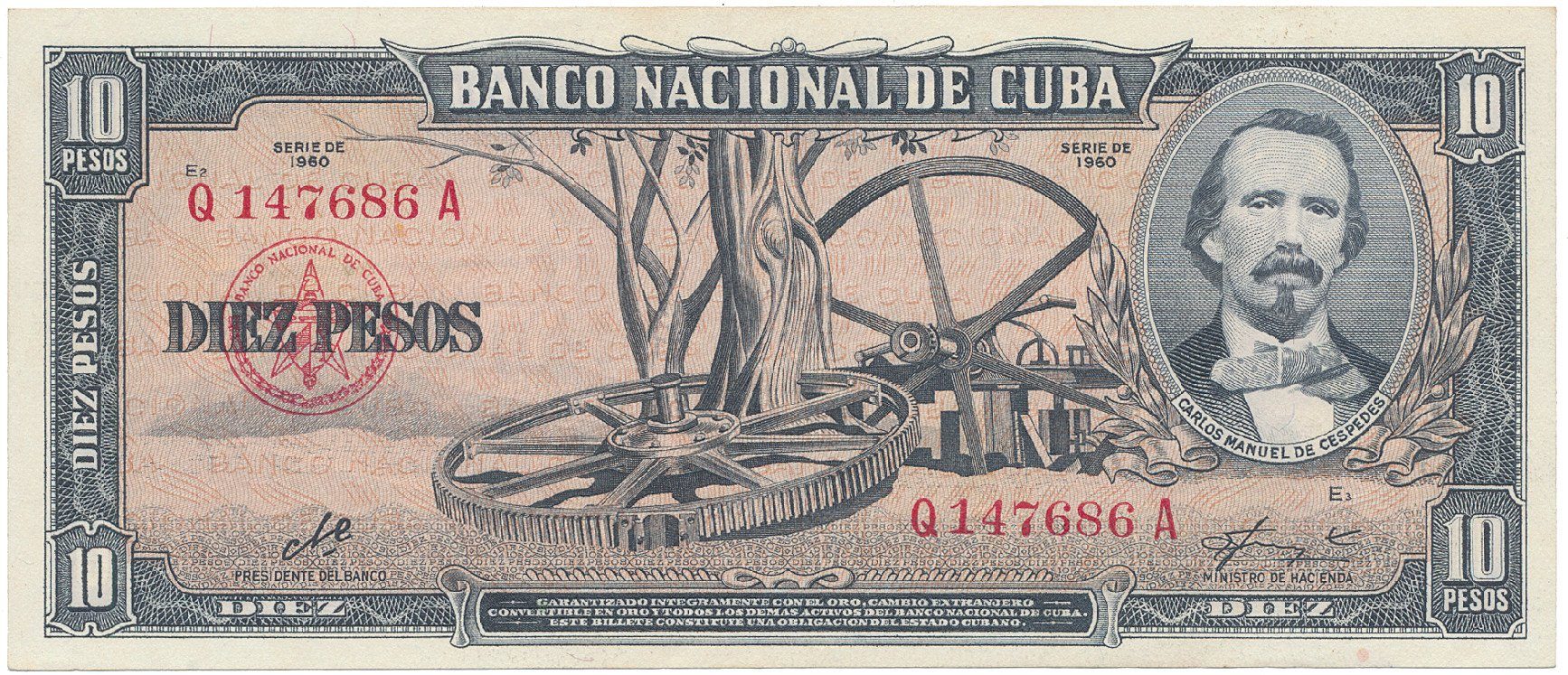 Kuba, 10 Pesos 1960, podpis „Che", P.88c