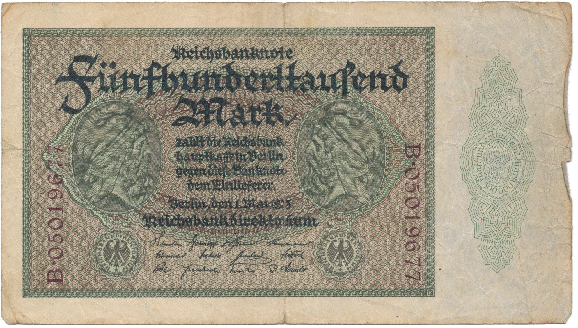 Německo, 500000 Mark 1923, Ro.87b