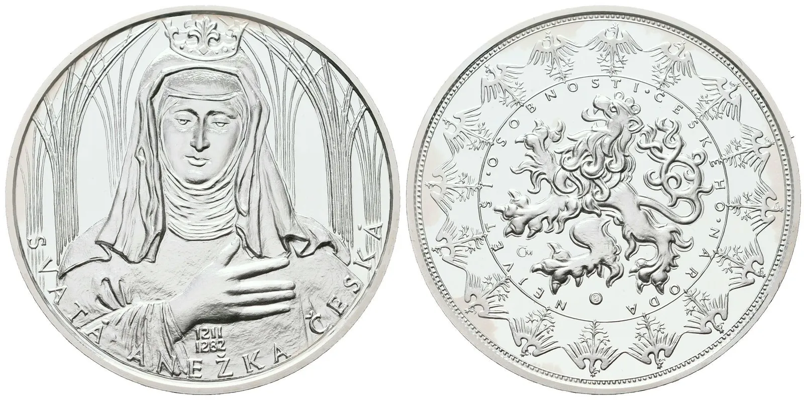 Stříbrná investiční medaile - Svatá Anežka Česká - Ag 29 g - 999/1000 + Certifikát
