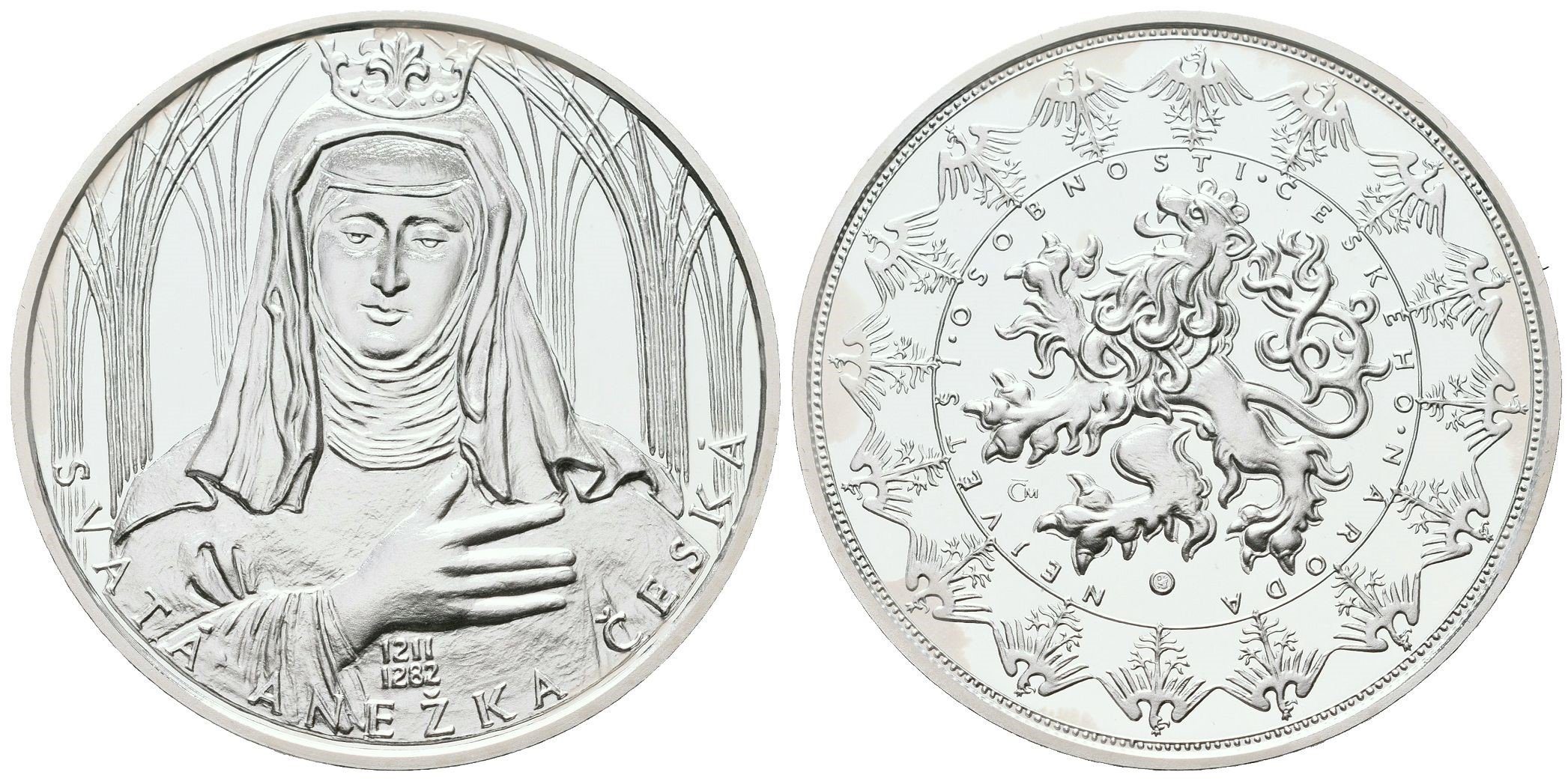 Stříbrná investiční medaile - Svatá Anežka Česká - Ag 29 g - 999/1000 + Certifikát