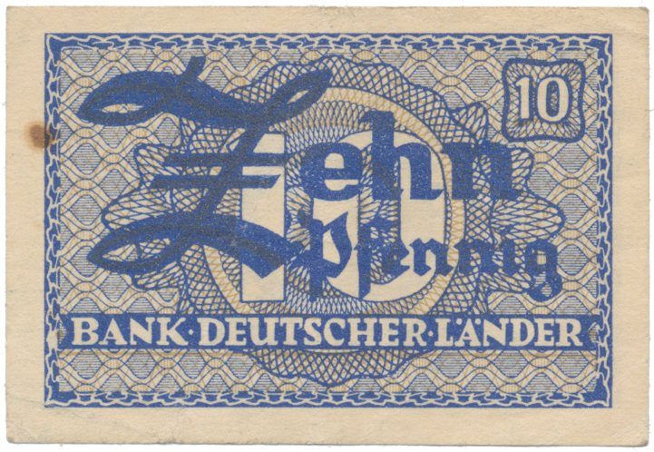 Německo - NSR, 10 Pfennig (1948), chybotisk v ornamentu, Ros.251b