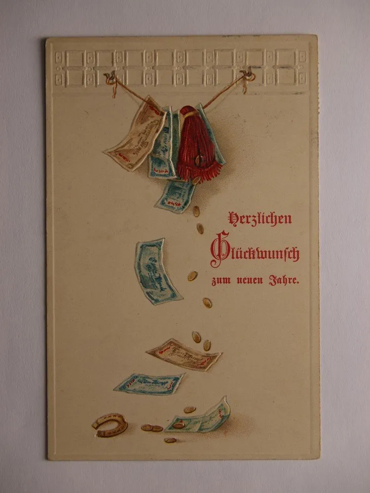 Přání - Nový rok, Bankovky, podkova — 1
