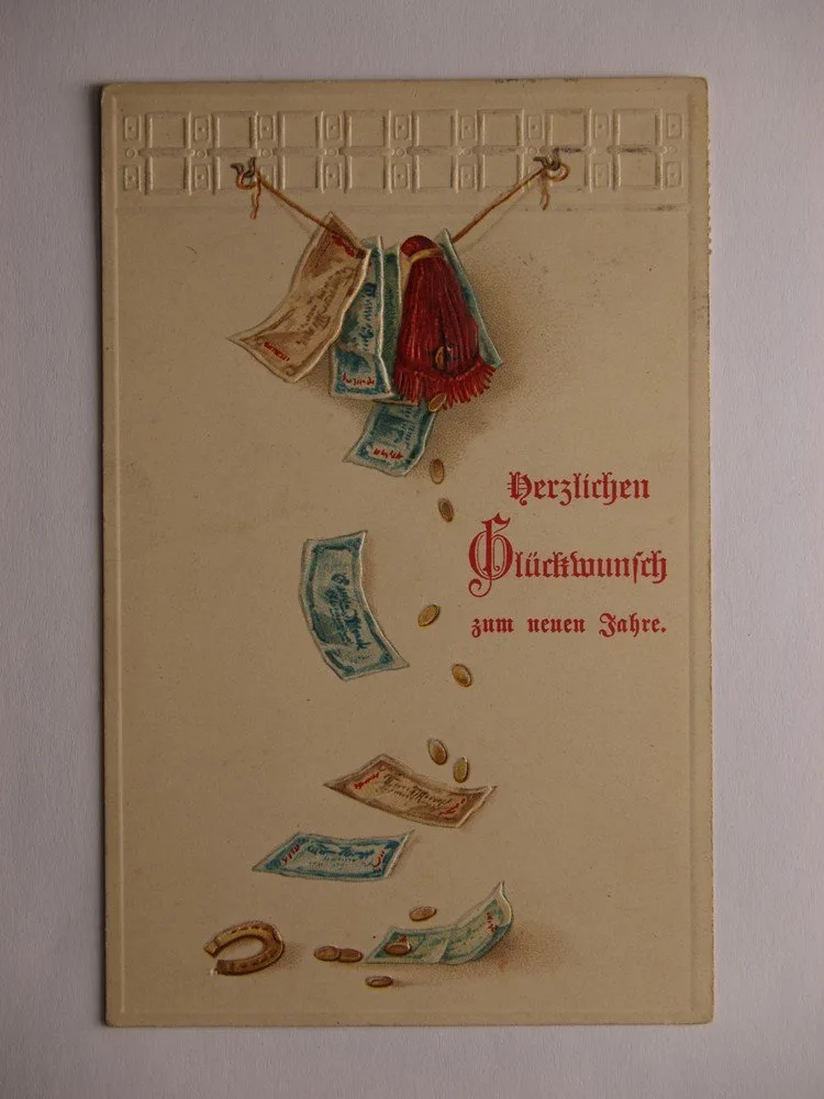 Přání - Nový rok, Bankovky, podkova — 1