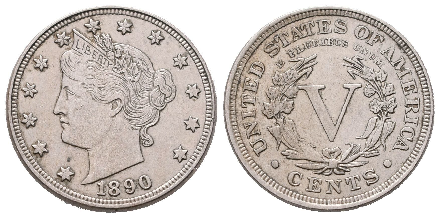 USA, 5 Cents 1890 - Liberty Head