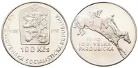 100 Kčs 1990 - Velká pardubická, puncovaná - fotografie 2