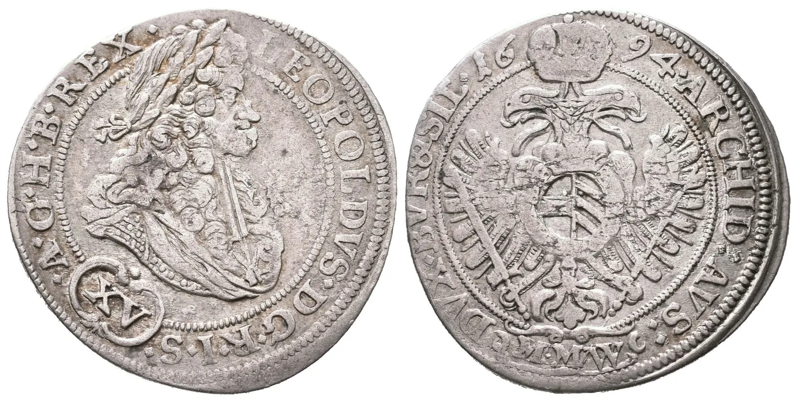 XV Krejcar 1694 MMW, Vratislav-Wackerl, Hal.1603, — 1