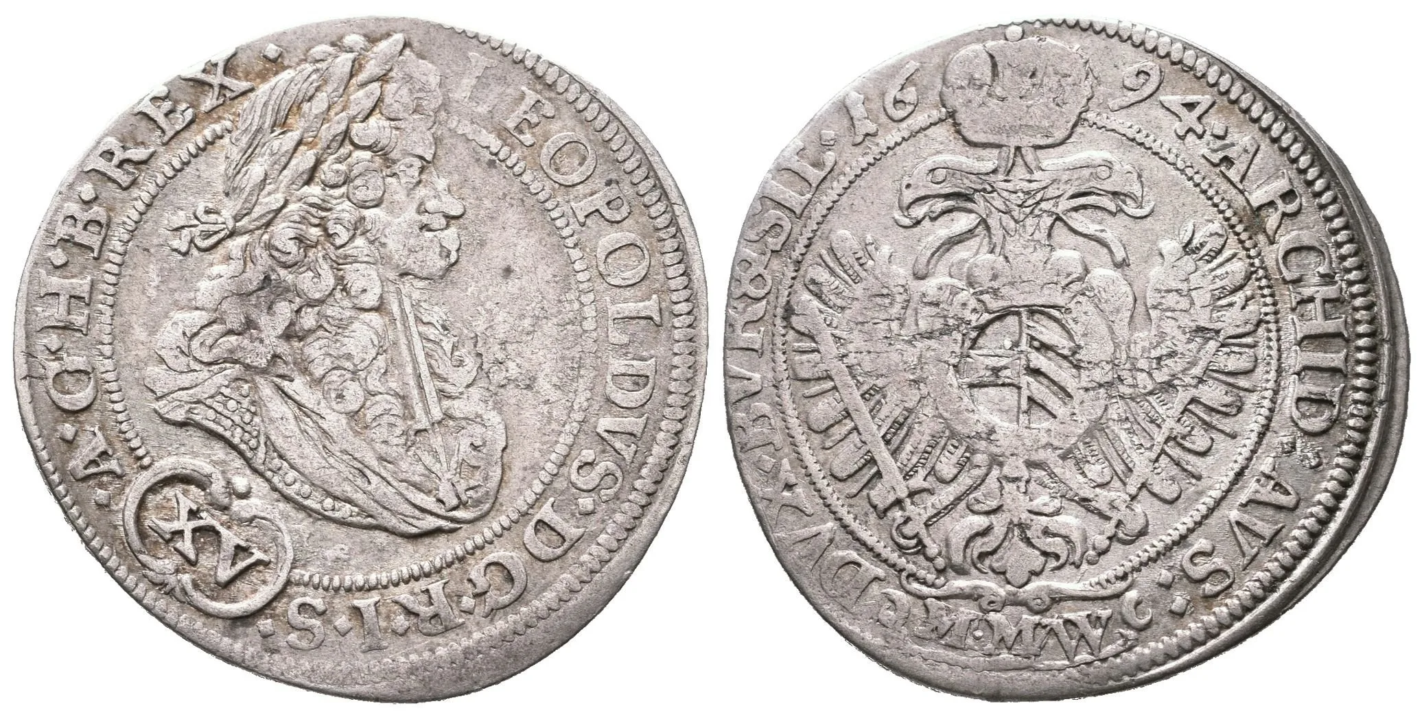 XV Krejcar 1694 MMW, Vratislav-Wackerl, Hal.1603, — 1