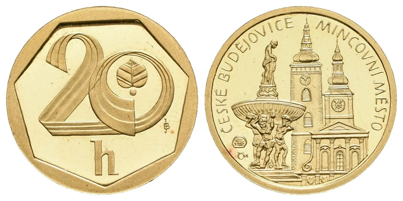 Medaile 2001 - Motiv 20 Haléře - Mincovní město České Budějovice