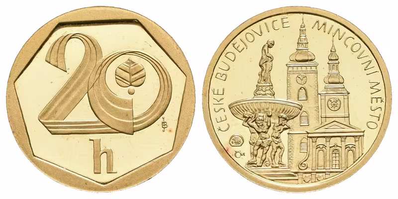 Medaile 2001 - Motiv 20 Haléře - Mincovní město České Budějovice