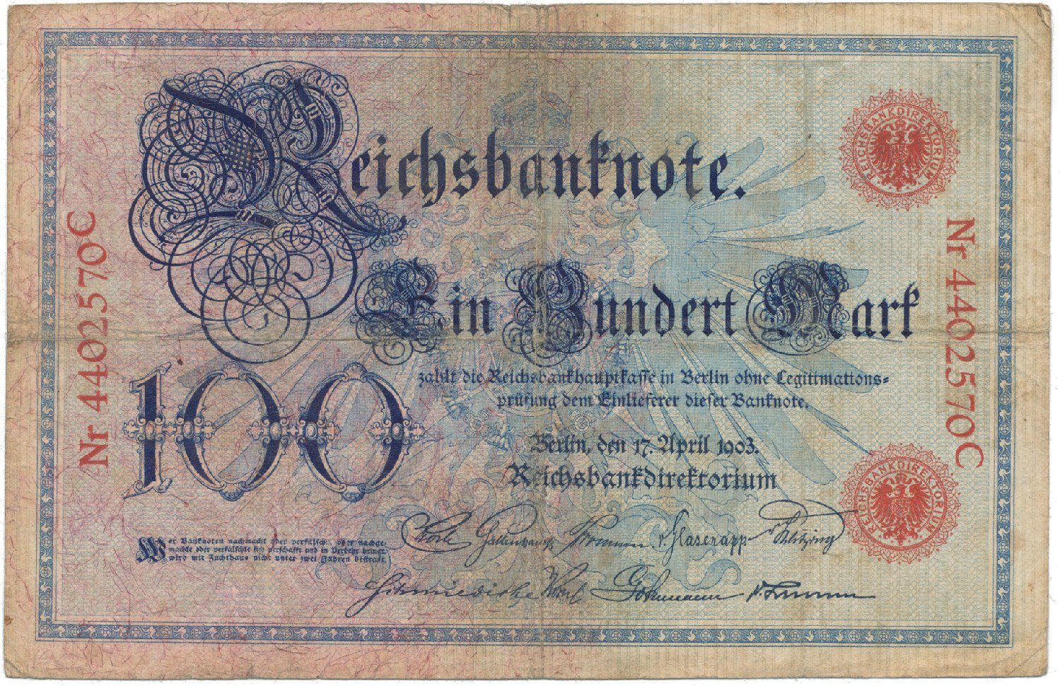 Německo, 100 Mark 1903, Ro.20