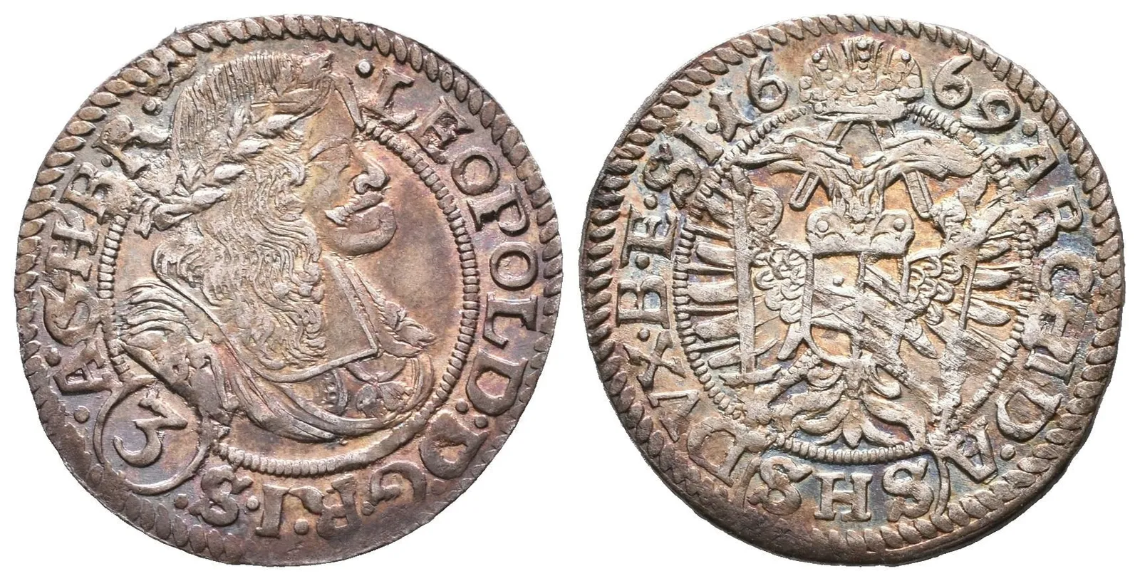 3 Krejcar 1669 SHS, Vratislav-Hammerschmidt, Hal.1623, — 1