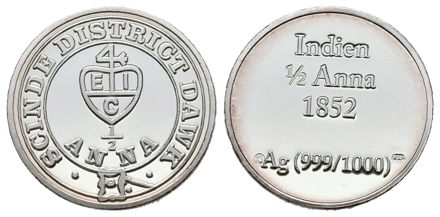Stříbrná známka - Indie-Scinde District Dawk - 1852 - Ag 4 g - 999/1000