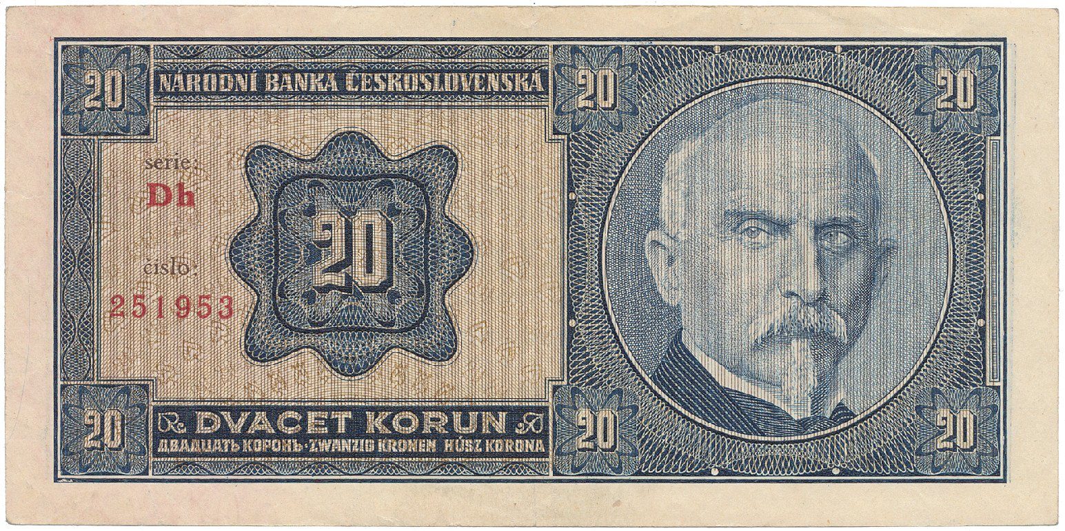 Československo, 20 Koruna 1926, tisk TB NBČS, Hej.21c2