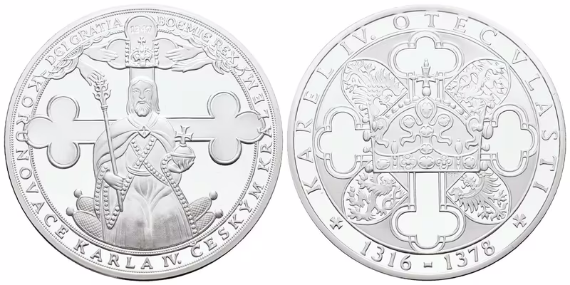 Stříbrná investiční medaile - Korunovace českým králem - Ag 24,5 g - 999/1000 + Certifikát